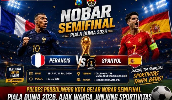 Polres Probolinggo Kota Gelar Nobar Semifinal Piala Dunia 2026, Ajak Warga Junjung Sportivitas
