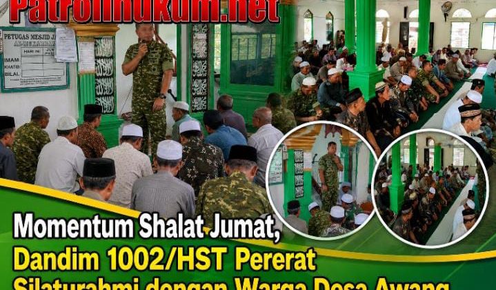 Momentum Shalat Jumat, Dandim 1002/HST Pererat Silaturahmi dengan Warga Desa Awang
