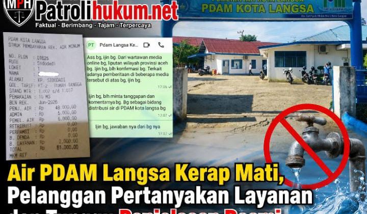 Air PDAM Langsa Kerap Mati, Pelanggan Pertanyakan Layanan dan Tunggu Penjelasan Resmi
