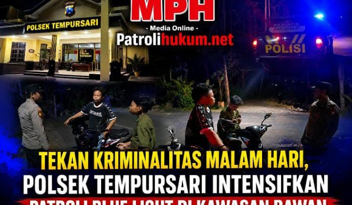 Tekan Kriminalitas Malam Hari, Polsek Tempursari Intensifkan Patroli Blue Light di Kawasan Rawan