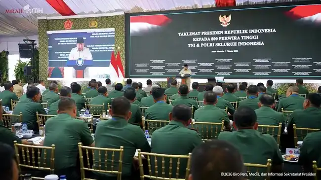 Prabowo Jelaskan Tujuan Taklimat Bersama 800 Perwira Tinggi TNI-Polri di Istana