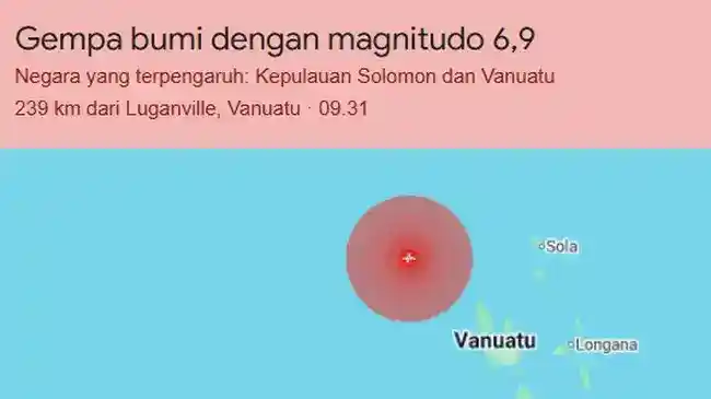 BMKG: Gempa M7 di Vanuatu Tak Berpotensi Tsunami bagi Indonesia